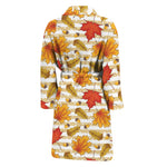 Maple And Oak Pattern Print Men's Bathrobe