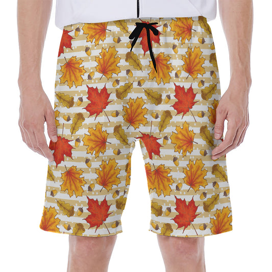 Maple And Oak Pattern Print Men's Beach Shorts