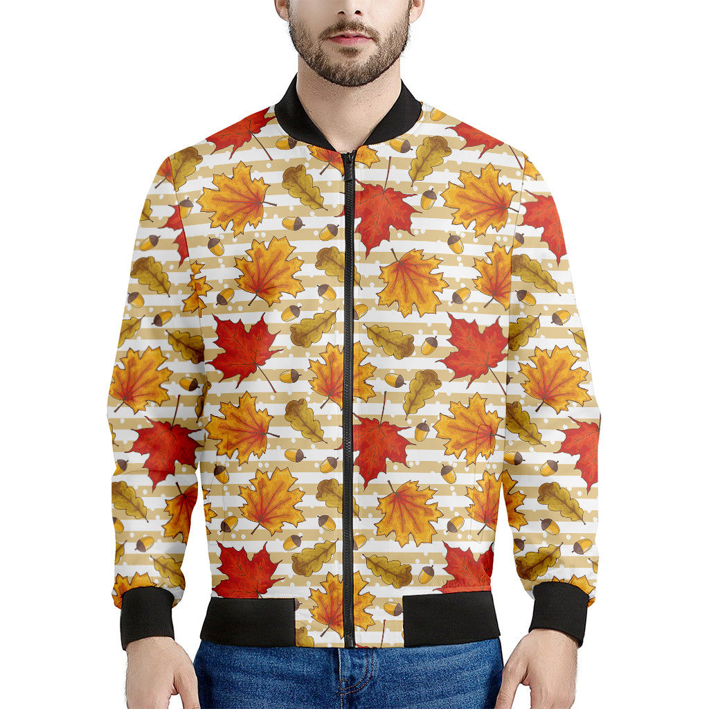 Maple And Oak Pattern Print Men's Bomber Jacket