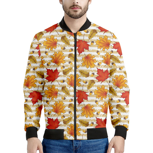 Maple And Oak Pattern Print Men's Bomber Jacket