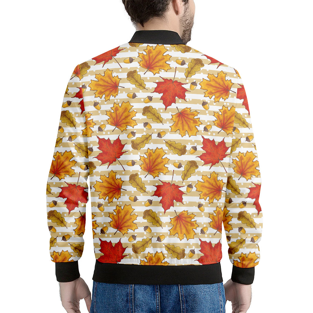 Maple And Oak Pattern Print Men's Bomber Jacket
