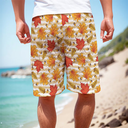 Maple And Oak Pattern Print Men's Cargo Shorts