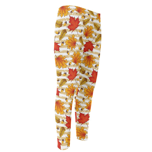 Maple And Oak Pattern Print Men's Compression Pants
