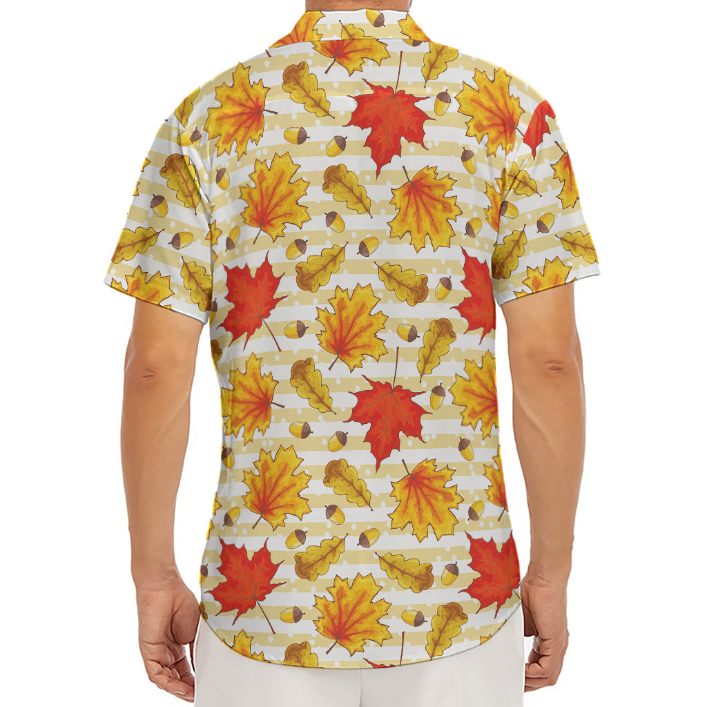 Maple And Oak Pattern Print Men's Deep V-Neck Shirt