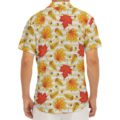 Maple And Oak Pattern Print Men's Deep V-Neck Shirt