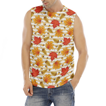 Maple And Oak Pattern Print Men's Fitness Tank Top