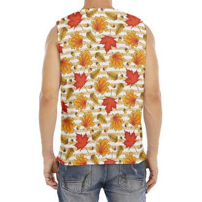 Maple And Oak Pattern Print Men's Fitness Tank Top