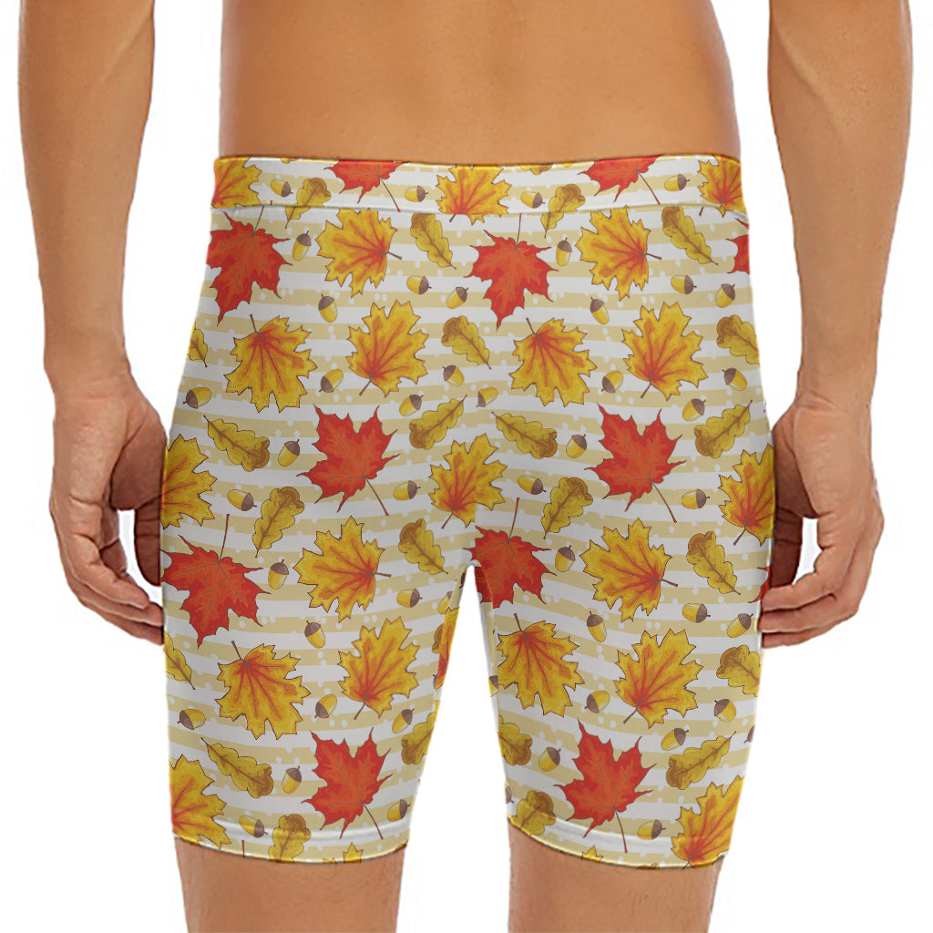 Maple And Oak Pattern Print Men's Long Boxer Briefs