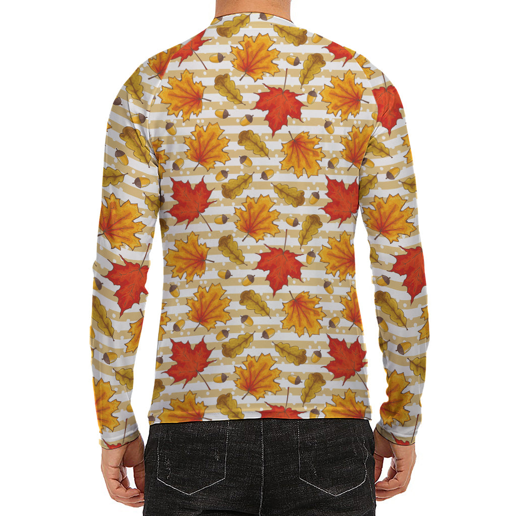 Maple And Oak Pattern Print Men's Long Sleeve Rash Guard
