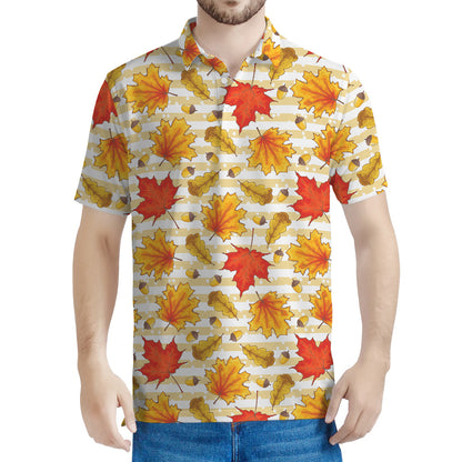Maple And Oak Pattern Print Men's Polo Shirt