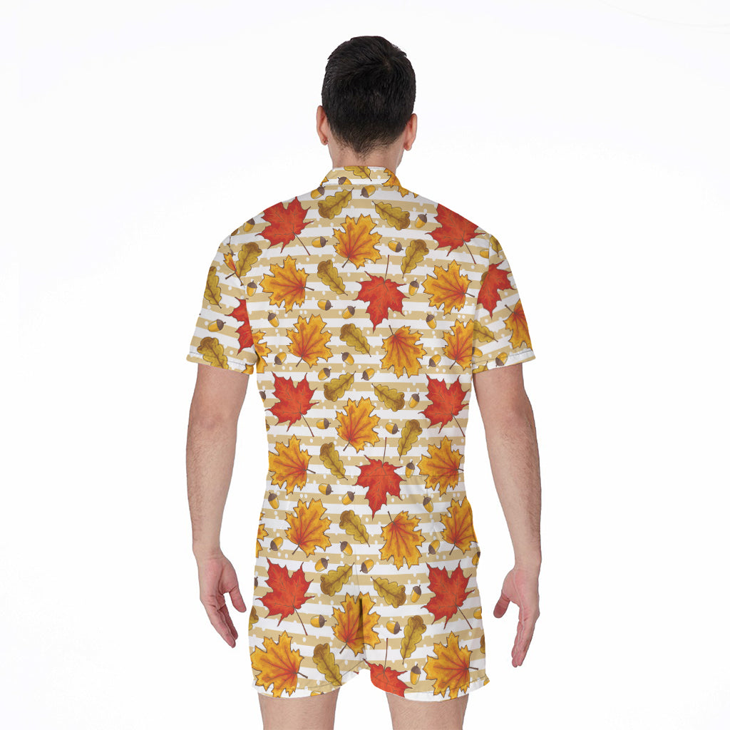 Maple And Oak Pattern Print Men's Rompers