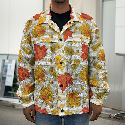 Maple And Oak Pattern Print Men's Shirt Jacket