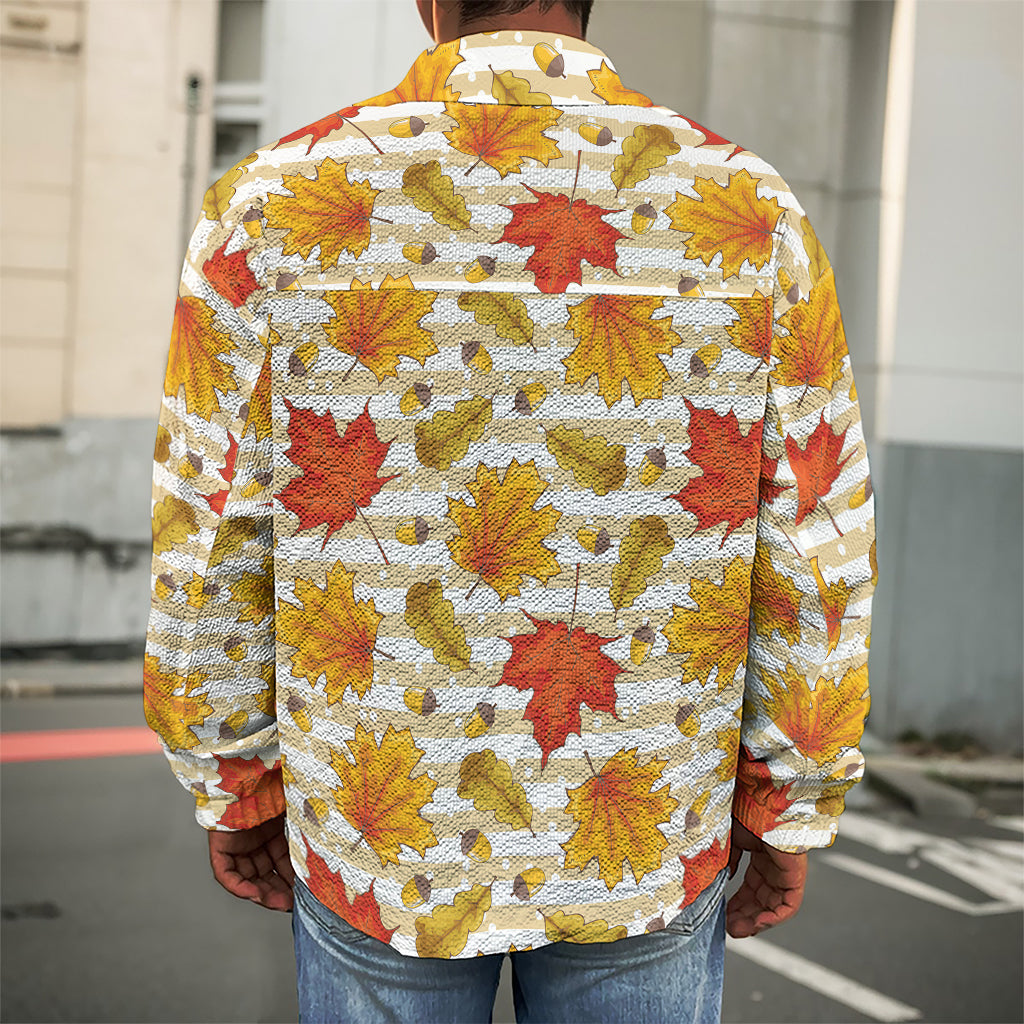 Maple And Oak Pattern Print Men's Shirt Jacket