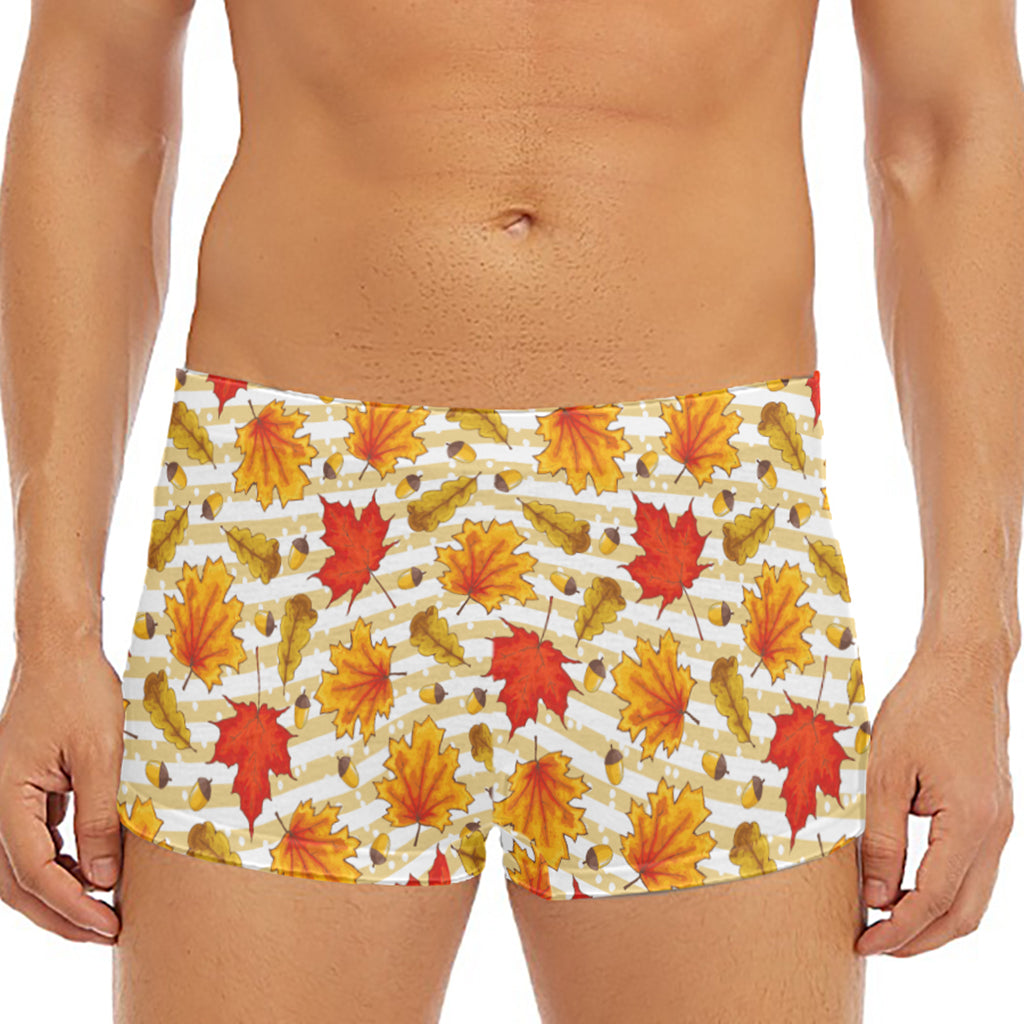Maple And Oak Pattern Print Men's Short Boxer Briefs