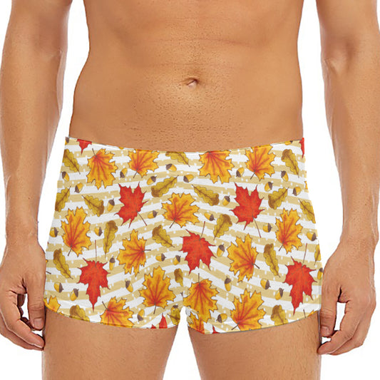 Maple And Oak Pattern Print Men's Short Boxer Briefs