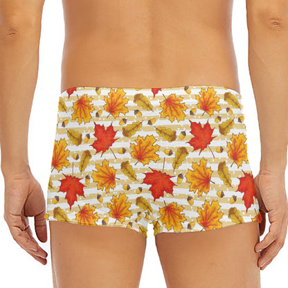 Maple And Oak Pattern Print Men's Short Boxer Briefs