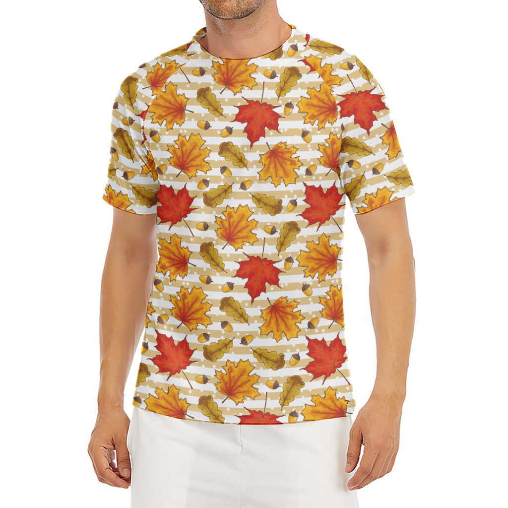Maple And Oak Pattern Print Men's Short Sleeve Rash Guard