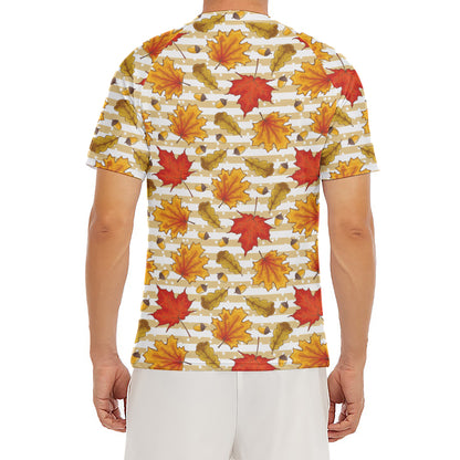 Maple And Oak Pattern Print Men's Short Sleeve Rash Guard