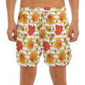 Maple And Oak Pattern Print Men's Split Running Shorts
