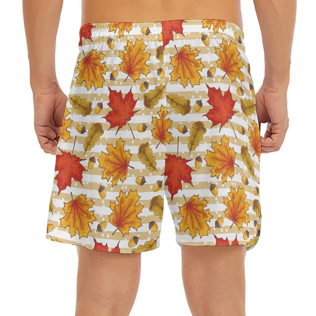 Maple And Oak Pattern Print Men's Split Running Shorts