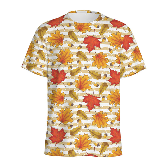 Maple And Oak Pattern Print Men's Sports T-Shirt