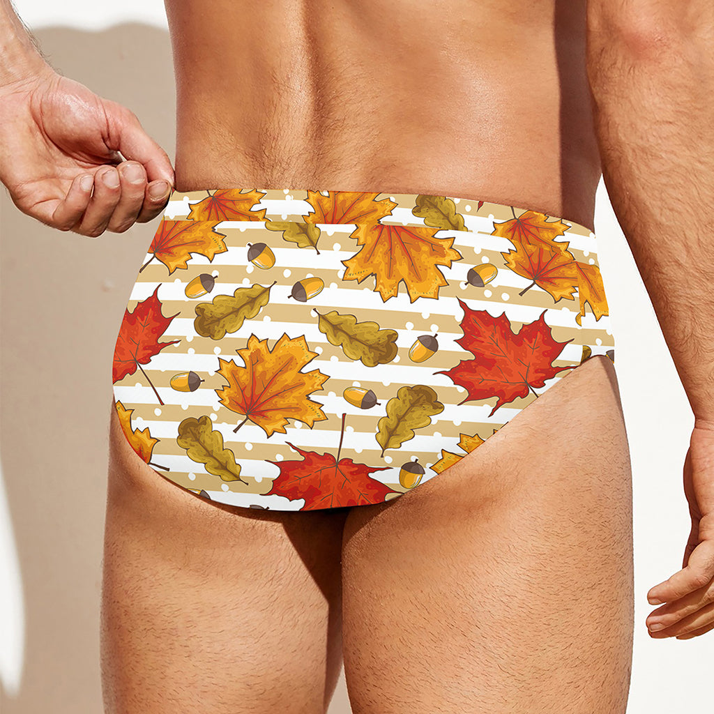 Maple And Oak Pattern Print Men's Swim Briefs