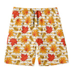 Maple And Oak Pattern Print Men's Swim Trunks