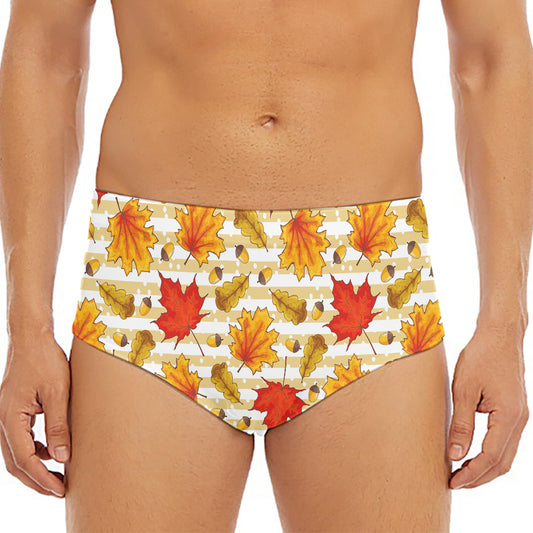 Maple And Oak Pattern Print Men's Triangle Swim Briefs