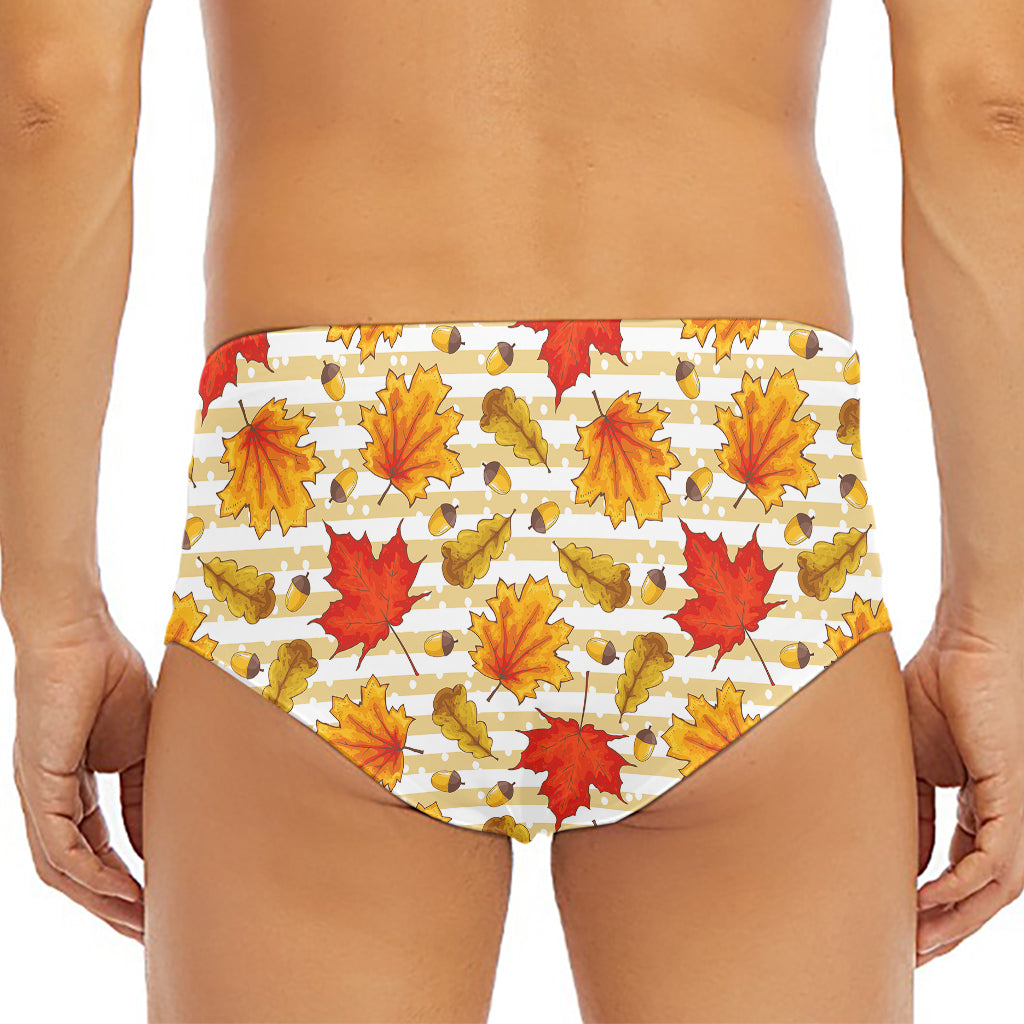 Maple And Oak Pattern Print Men's Triangle Swim Briefs