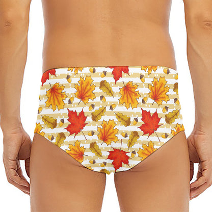 Maple And Oak Pattern Print Men's Triangle Swim Briefs