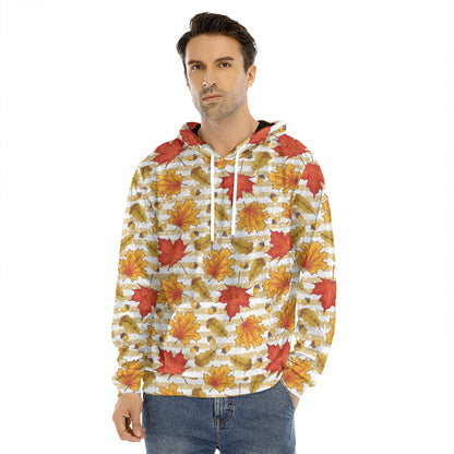 Maple And Oak Pattern Print Men's Velvet Pullover Hoodie