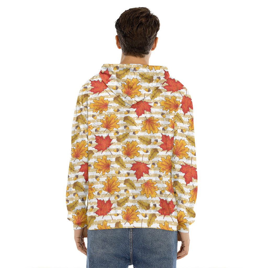 Maple And Oak Pattern Print Men's Velvet Pullover Hoodie