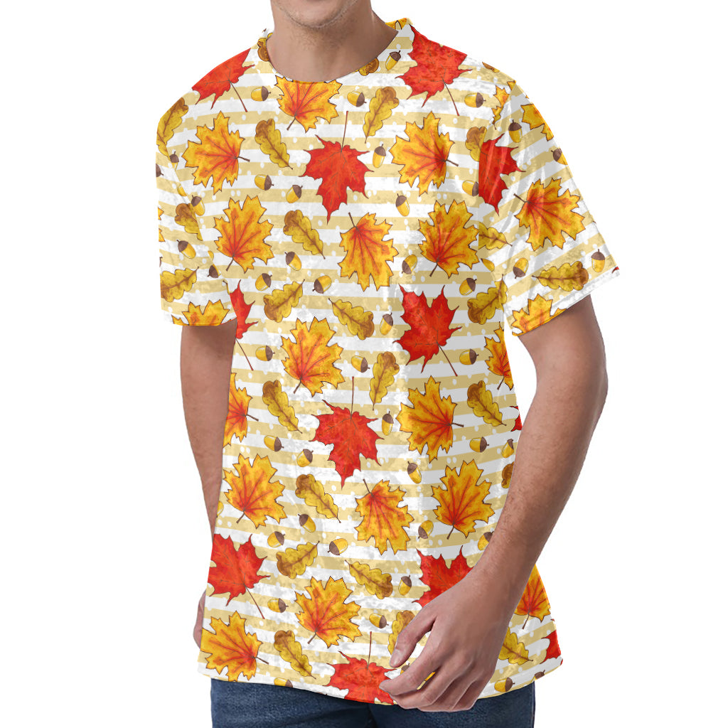 Maple And Oak Pattern Print Men's Velvet T-Shirt
