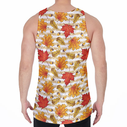 Maple And Oak Pattern Print Men's Velvet Tank Top