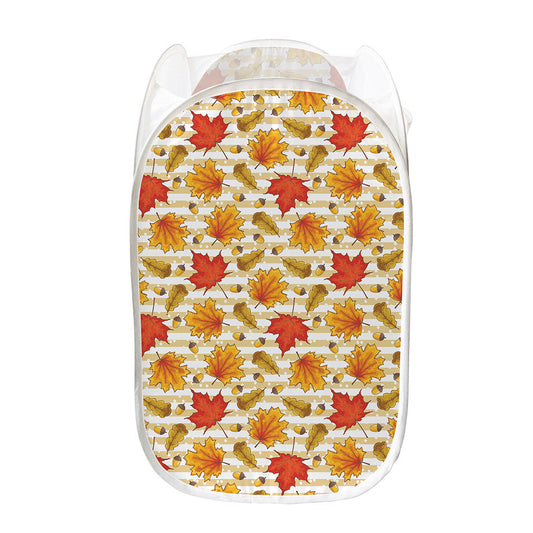 Maple And Oak Pattern Print Mesh Laundry Hamper