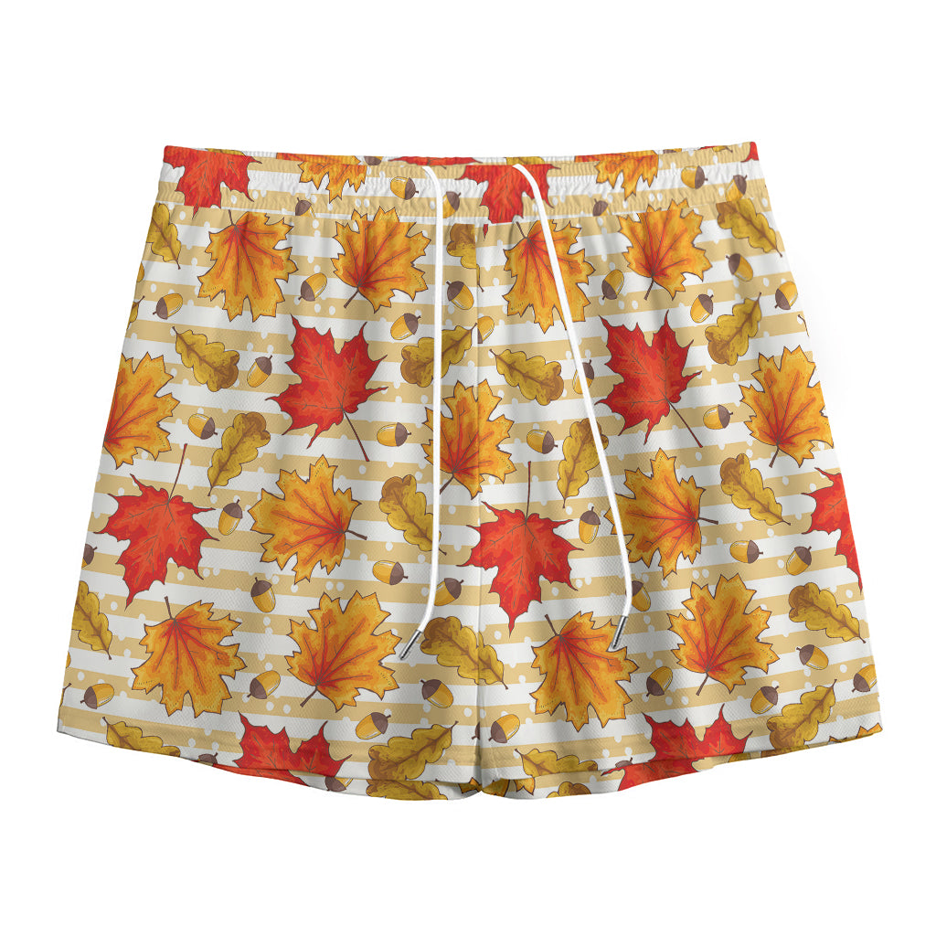 Maple And Oak Pattern Print Mesh Shorts