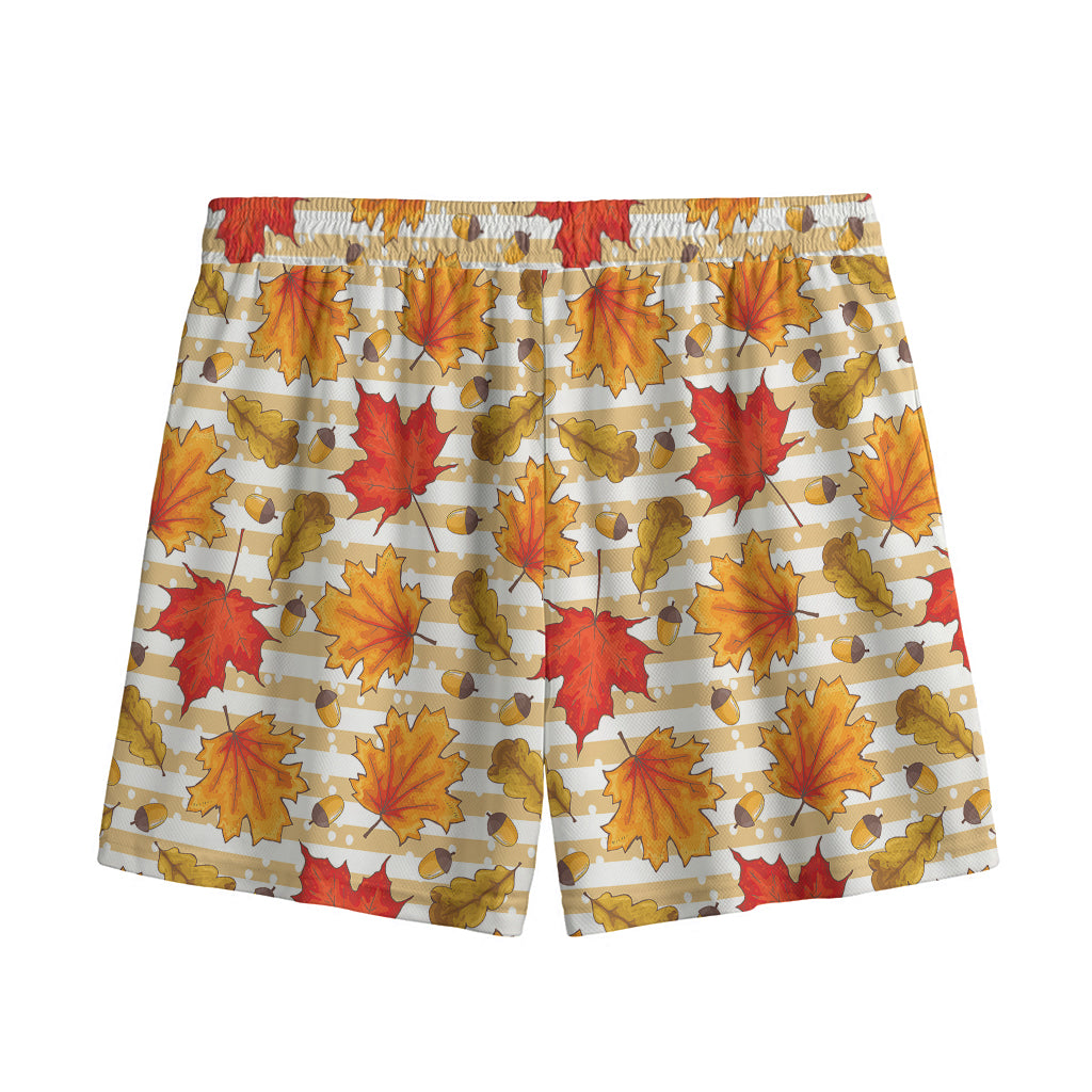Maple And Oak Pattern Print Mesh Shorts
