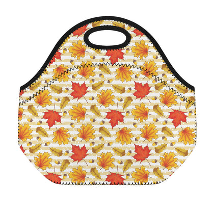 Maple And Oak Pattern Print Neoprene Lunch Bag