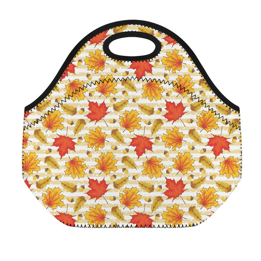 Maple And Oak Pattern Print Neoprene Lunch Bag