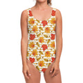 Maple And Oak Pattern Print One Piece Swimsuit