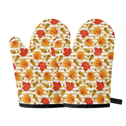 Maple And Oak Pattern Print Oven Mitts