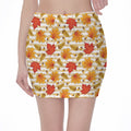 Maple And Oak Pattern Print Pencil Mini Skirt