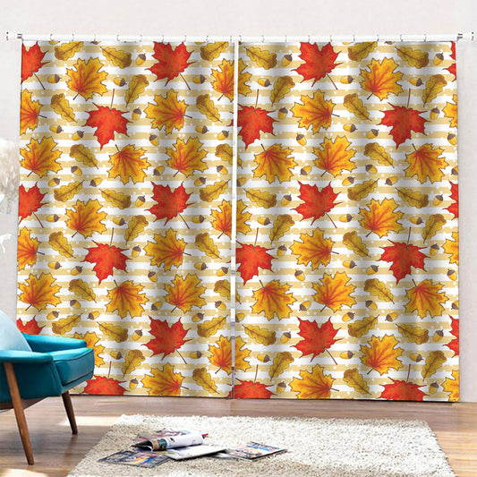 Maple And Oak Pattern Print Pencil Pleat Curtains
