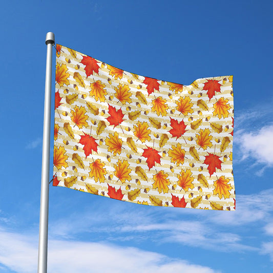 Maple And Oak Pattern Print Polyester Flag