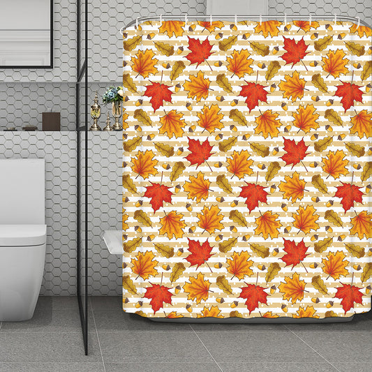 Maple And Oak Pattern Print Polyester Shower Curtain