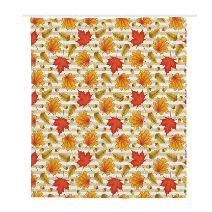 Maple And Oak Pattern Print Polyester Shower Curtain