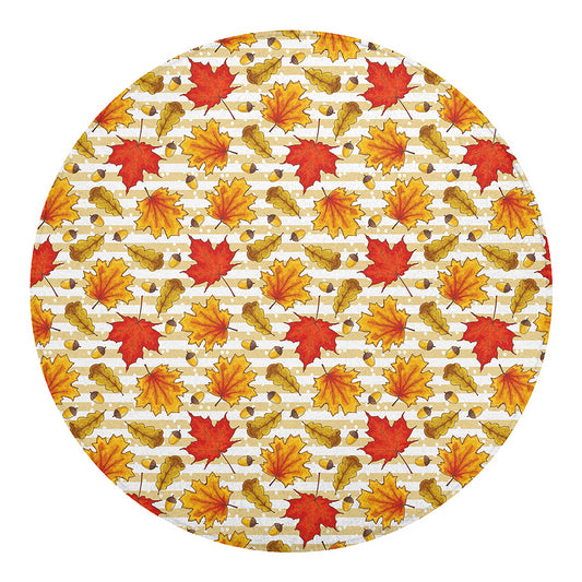 Maple And Oak Pattern Print Round Blanket