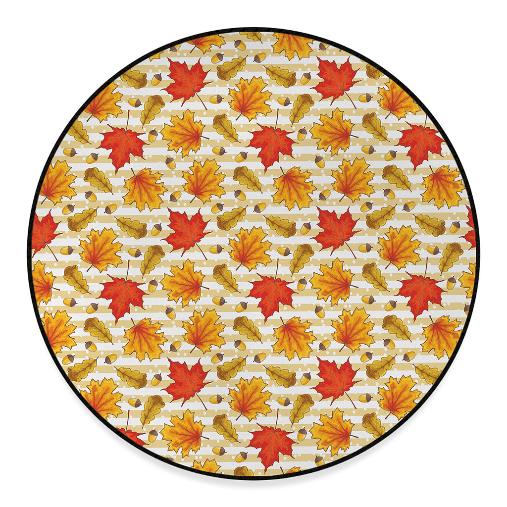 Maple And Oak Pattern Print Round Floor Mat