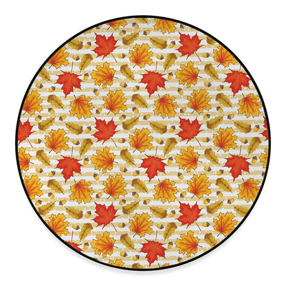 Maple And Oak Pattern Print Round Floor Mat