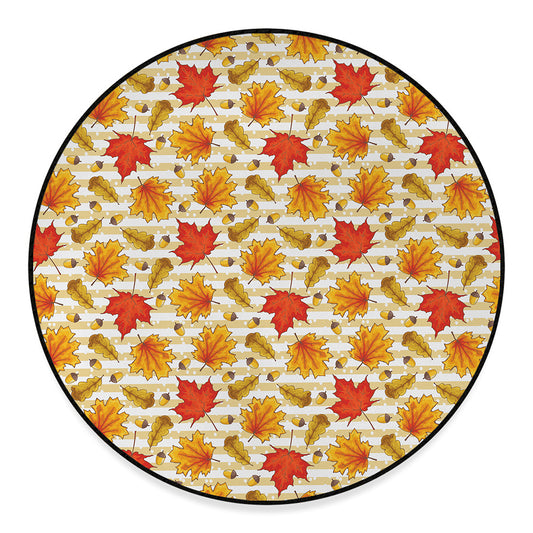 Maple And Oak Pattern Print Round Floor Mat